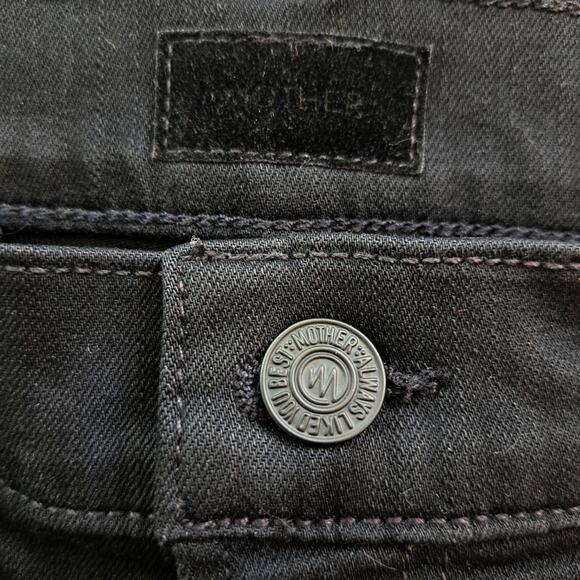 MOTHER Insider Crop Step Fray Guilty Racer Sz 25 Black Cream Stripe Kick Flare - Picture 8 of 14